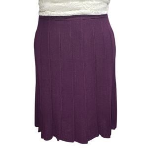 Dark Purple Pleated Midi Skirt XL | Dark Academia Modest Office Wear